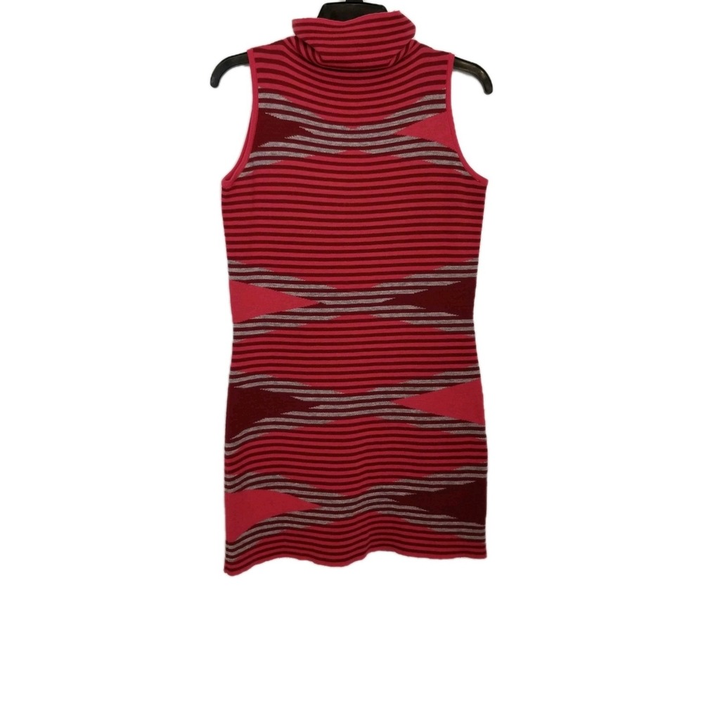 Title Nine Mission Merino Wool Striped Sleeveless  Sweater Mini‎ Dress Sz M Red